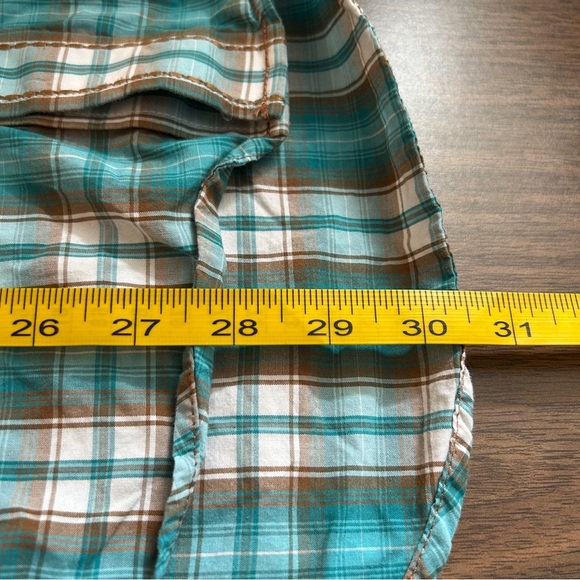 Panhandle Teal Plaid Casual Snap Button Down Shirt S - Picture 9 of 10